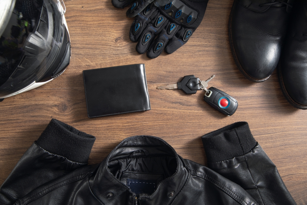 motorcycle gear inside a room