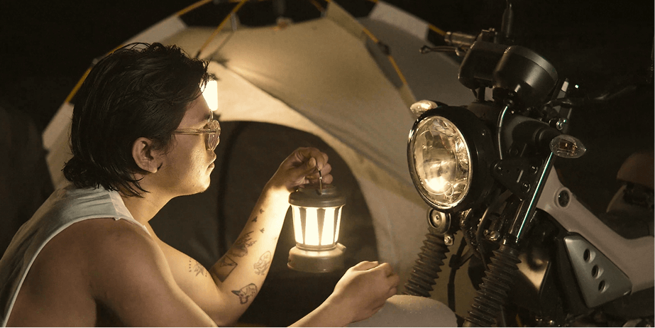 rider holding a lamp